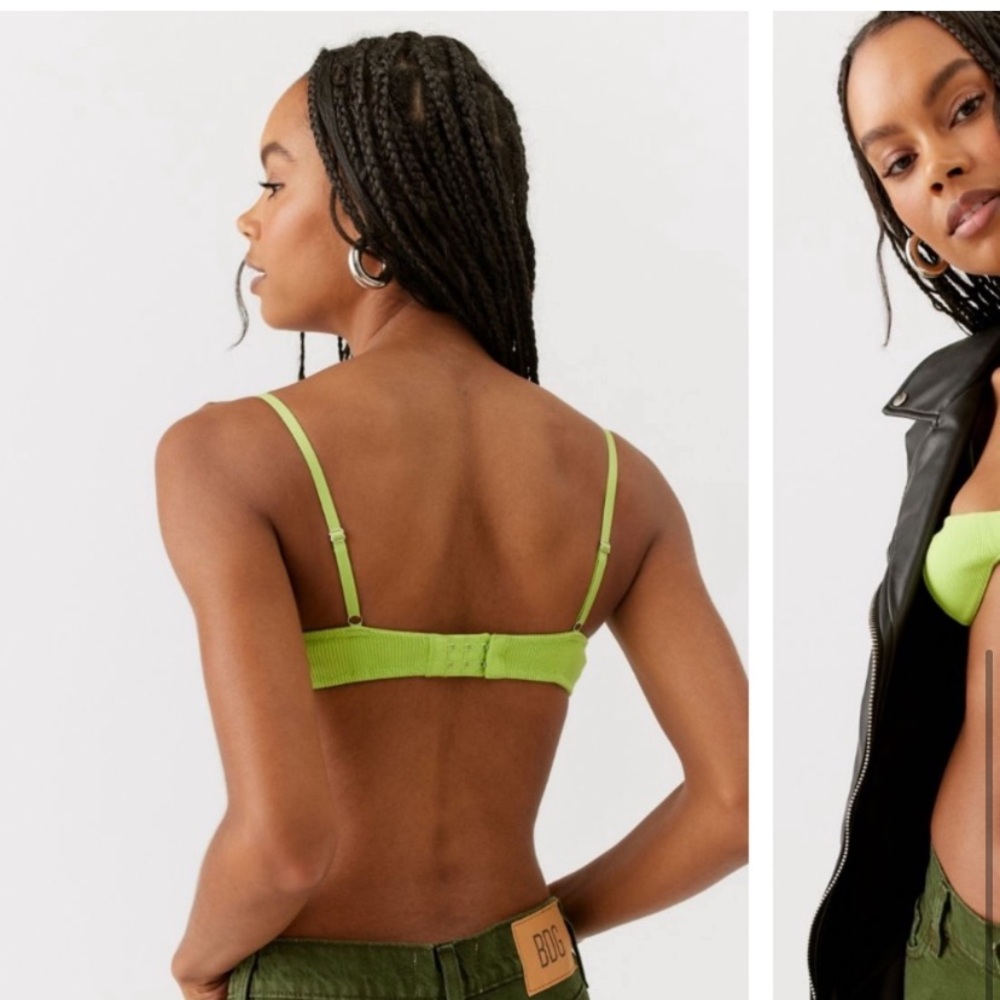 NWT {Urban Outfitters} Out From Under | That Girl Ribbed Bra | Lime/Vert~ Large - Picture 7 of 16